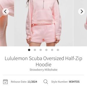 Lululemon Scuba Oversized Half-Zip Hoodie & Shorts - Strawberry Milkshake Pink